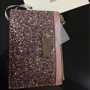Kate Spade Mini wallet Rose Gold Glitter ✨New